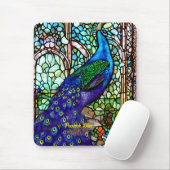 ヴィンテージカラフル孔雀ステンドグラス マウスパッド (マウス)
