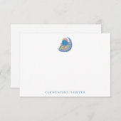 ヴィンテージカラフル宇宙飛行士と月面イラストレーション  サンキューカード (正面/裏面)