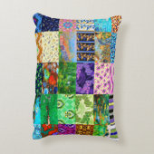 ヴィンテージカラフル布とファインアートのコラージュ アクセントクッション (裏面(縦))