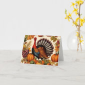 ヴィンテージカラフル感謝祭の収穫とトルコ カード (黄色い花)