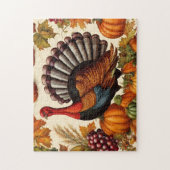 ヴィンテージカラフル感謝祭の収穫とトルコ ジグソーパズル (縦)