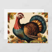 ヴィンテージカラフル感謝祭トルコ シーズンポストカード (正面/裏面)