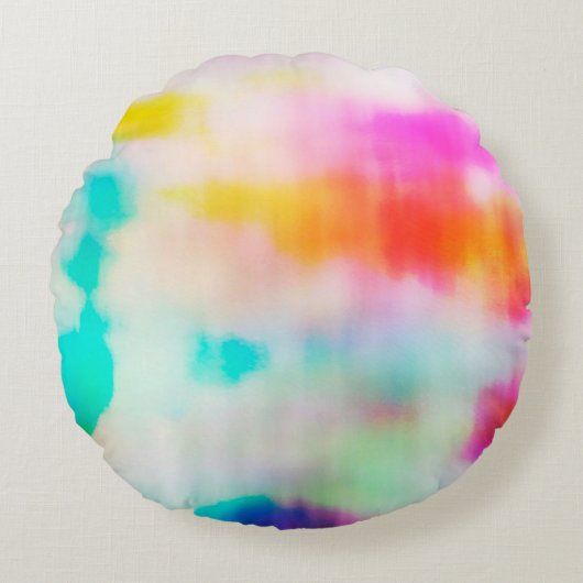 ヴィンテージカラフル抽象芸術イラストレーションの背景。 ラウンドクッション (正面)