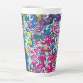 ヴィンテージカラフル抽象芸術フローラ カフェラテマグ (正面)