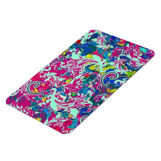 ヴィンテージカラフル抽象芸術フローラ マグネット (左側)