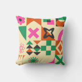 ヴィンテージカラフル抽象芸術幾何学模様 クッション (正面)