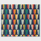 ヴィンテージカラフル抽象芸術森林樹クリスマス ラッピングペーパー (フラット)