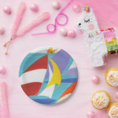 ヴィンテージカラフル抽象芸術船 ペーパープレート (パーティー)