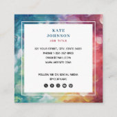 ヴィンテージカラフル抽象芸術QRコードソーシャルメディア スクエア名刺 (裏面)