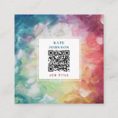 ヴィンテージカラフル抽象芸術QRコードソーシャルメディア スクエア名刺 (正面)