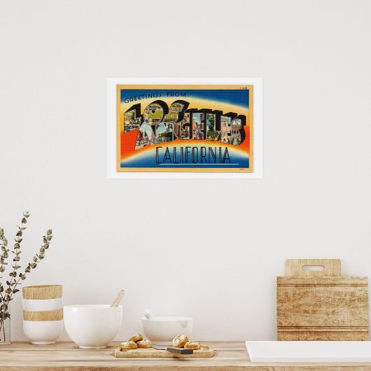 ヴィンテージカラフル挨拶ロサンゼルスポスター ポスター (キッチン)
