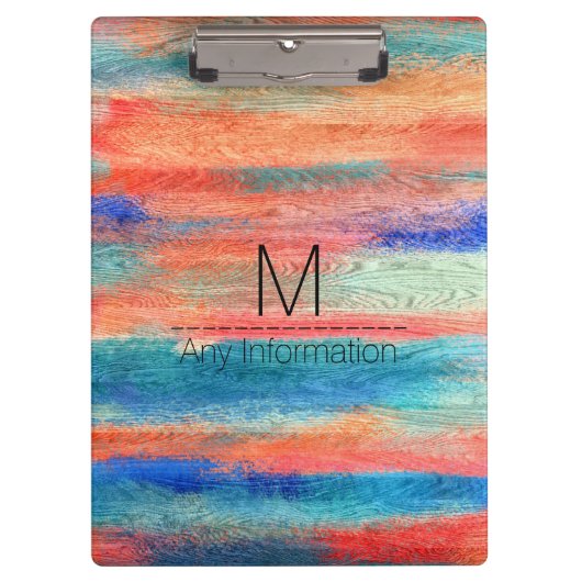 ヴィンテージカラフル木目モノグラム#2 クリップボード (正面)