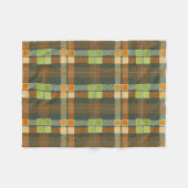 ヴィンテージカラフル格子模様2a フリースブランケット (正面(横))