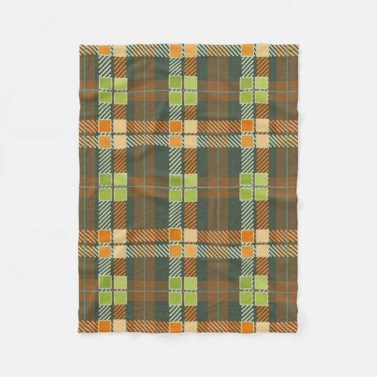 ヴィンテージカラフル格子模様2a フリースブランケット (正面)