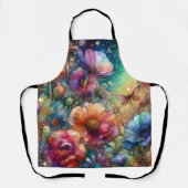 ヴィンテージカラフル植物水彩花 エプロン (正面)
