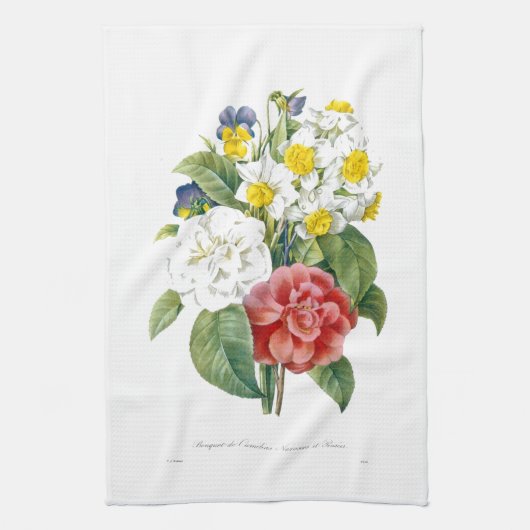 ヴィンテージカラフル植物花by Redoute. キッチンタオル (縦)