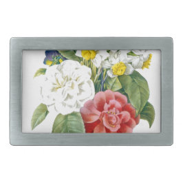 ヴィンテージカラフル植物花by Redoute. 長方形ベルトバックル