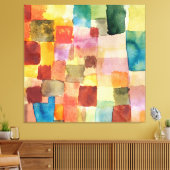 ヴィンテージカラフル水彩幾何抽象芸術 キャンバスプリント (インサイチュ (リビング))