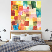 ヴィンテージカラフル水彩幾何抽象芸術 キャンバスプリント (インサイチュ (寝室))