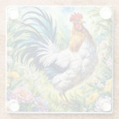 ヴィンテージカラフル水色フローラのオンドスター ガラスコースター (裏面)