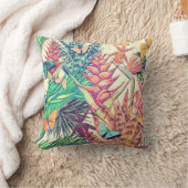 ヴィンテージカラフル熱帯植物性フローラと クッション (ブランケット)