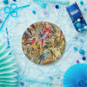 ヴィンテージカラフル熱帯鳥のオウム ペーパープレート (パーティー)