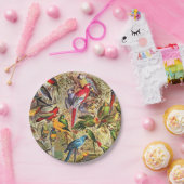 ヴィンテージカラフル熱帯鳥のオウム ペーパープレート (パーティー)