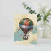 ヴィンテージカラフル熱気球ハッピーバースデー ポストカード (スタンド正面)