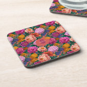 ヴィンテージカラフル牡丹パターン コースター (左側)
