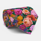 ヴィンテージカラフル牡丹パターン ネクタイ (ロール)