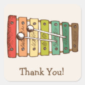 ヴィンテージカラフル玩具キシロフォンベビーシャワー スクエアシール (正面)