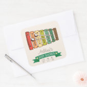 ヴィンテージカラフル玩具キシロフォンベビーシャワー スクエアシール (封筒)