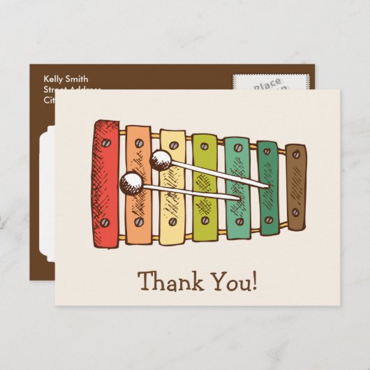 ヴィンテージカラフル玩具キシロフォンベビーシャワー ポストカード (正面/裏面)