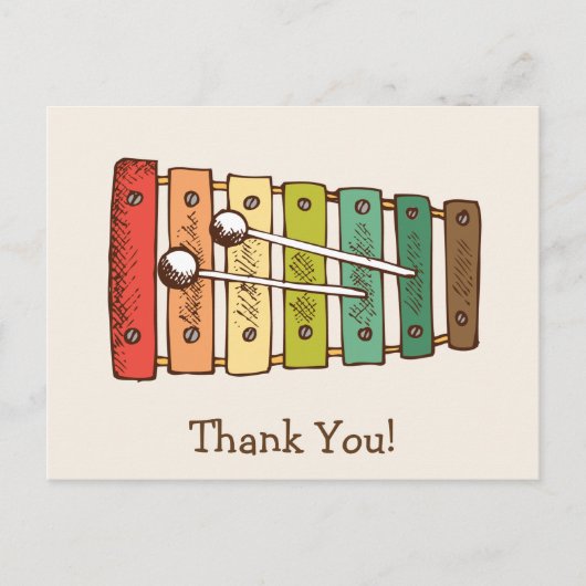 ヴィンテージカラフル玩具キシロフォンベビーシャワー ポストカード (正面)