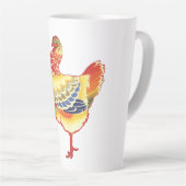 ヴィンテージカラフル納屋周囲の庭チキンfrom Farm カフェラテマグ (右アングル)