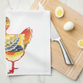 ヴィンテージカラフル納屋周囲の庭チキンfrom Farm キッチンタオル (四つ折り)