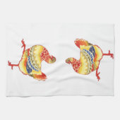 ヴィンテージカラフル納屋周囲の庭チキンfrom Farm キッチンタオル (横)