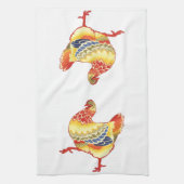 ヴィンテージカラフル納屋周囲の庭チキンfrom Farm キッチンタオル (縦)