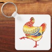 ヴィンテージカラフル納屋周囲の庭チキンfrom Farm キーホルダー (正面)