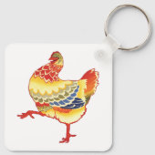 ヴィンテージカラフル納屋周囲の庭チキンfrom Farm キーホルダー (裏面)
