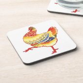ヴィンテージカラフル納屋周囲の庭チキンfrom Farm コースター (左側)