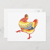 ヴィンテージカラフル納屋周囲の庭チキンfrom Farm ポストカード (正面/裏面)