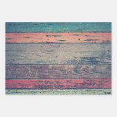 ヴィンテージカラフル絵を描動揺して木目 ラッピングペーパーシート (正面2)