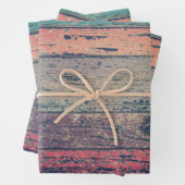 ヴィンテージカラフル絵を描動揺して木目 ラッピングペーパーシート (インサイチュ)