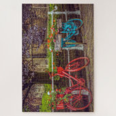 ヴィンテージカラフル自転車風光明媚アムステルダムトラベル ジグソーパズル (縦)