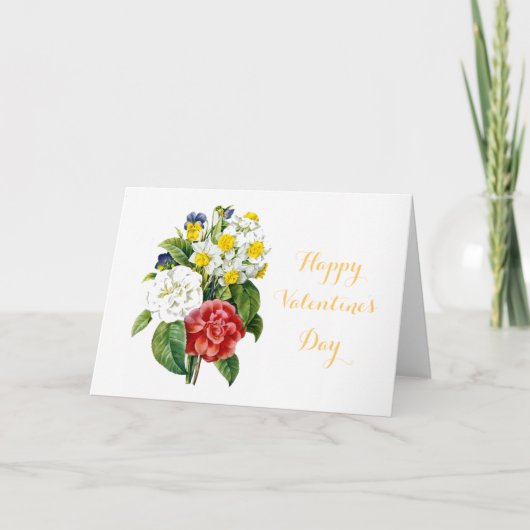 ヴィンテージカラフル花ハッピーバレンタインデー シーズンカード (正面)