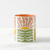 ヴィンテージカラフル花ユニークレトロボホパターン マグカップ (中央)