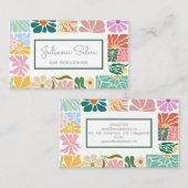 ヴィンテージカラフル花レトロ 名刺 (正面/裏面)