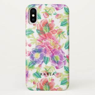 ヴィンテージカラフル花柄 iPhone X ケース