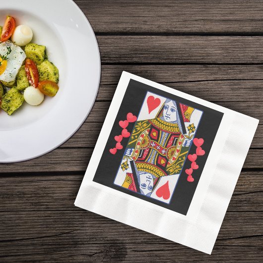 ヴィンテージカラフル華美クイーン(ハート) 縁ありランチョンナプキン